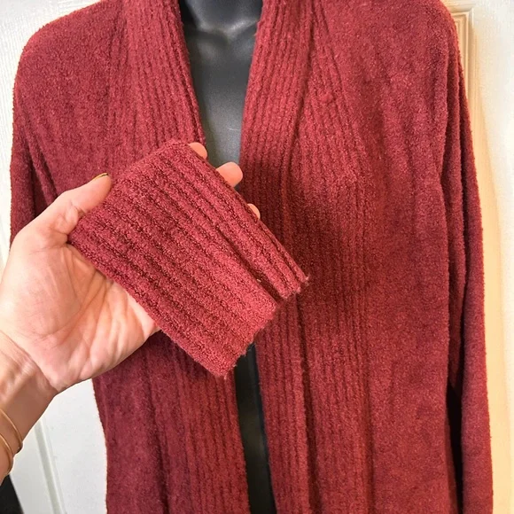 Barefoot Dreams Women's Long Burgundy Sweater Cardigan - Picture 5 of 7